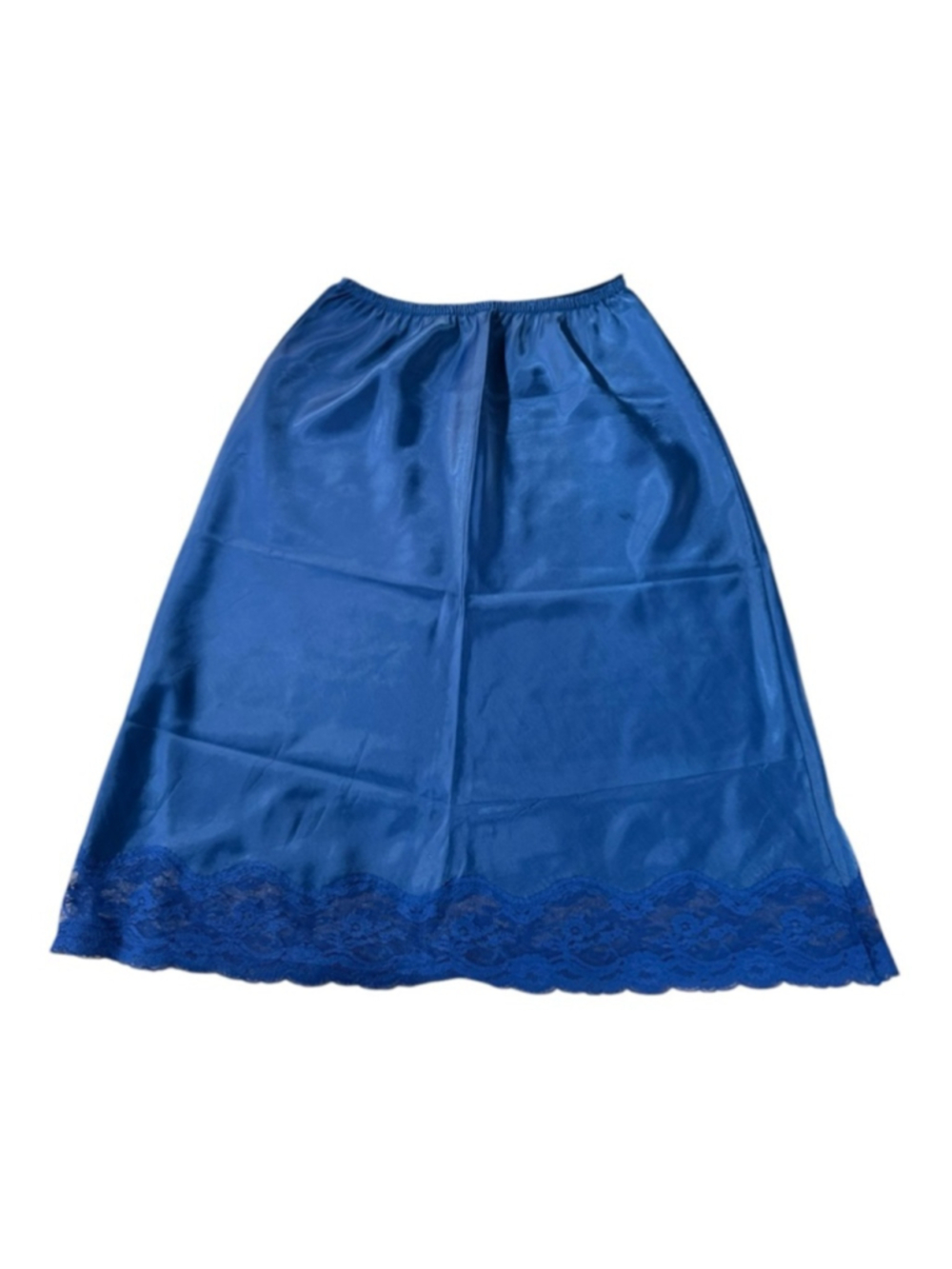 Vintage Barbizon Blue Satin Lace Slip Skirt USA Made Small